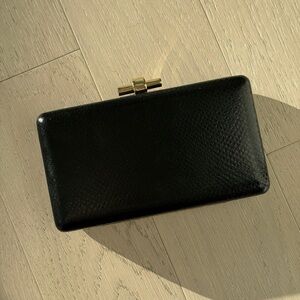 GUESS Black Python Clutch with Gold Handle